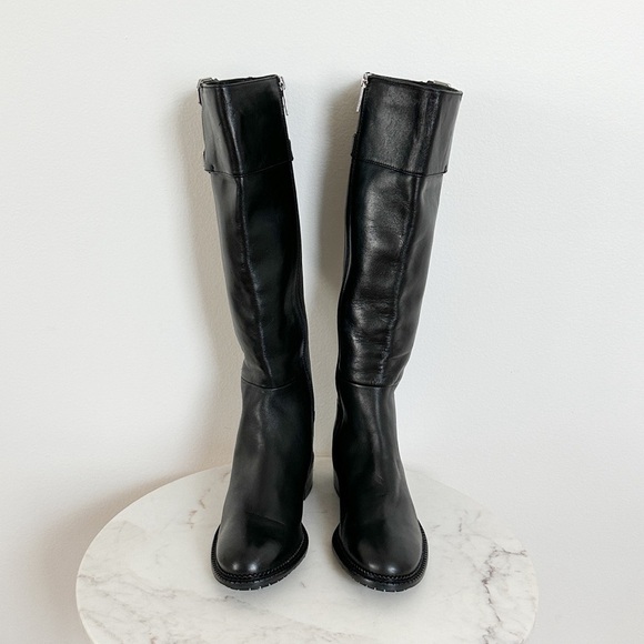 NEW Aquatalia Orsyn Calf Black Leather Zipper Knee High Boots Size 7 - Picture 5 of 10